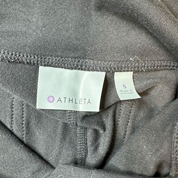 ATHLETA Women’s Black with Faux Leather Side Stripe Tux Metro Legging Size Small - Picture 6 of 7